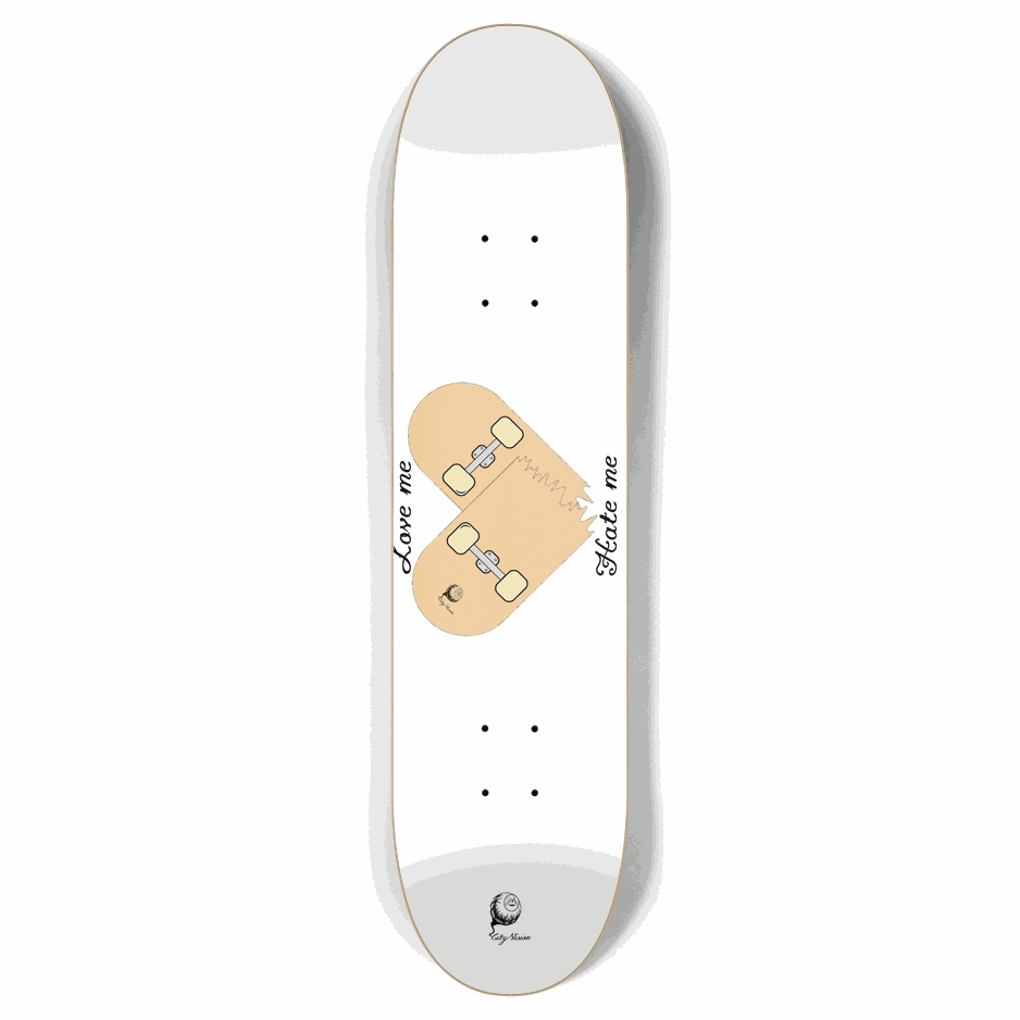 Love Hate White 7.87 City Vision Skateboards  City Vision Skateboards 7.87