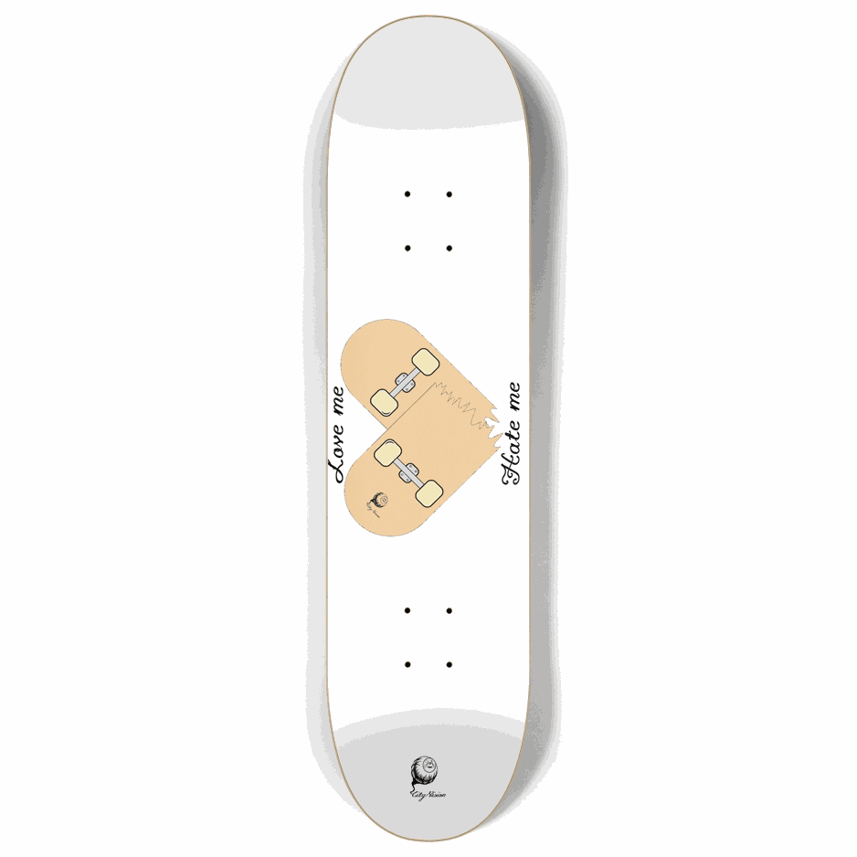 Love Hate White 8.00 City Vision Skateboards  City Vision Skateboards 8.00