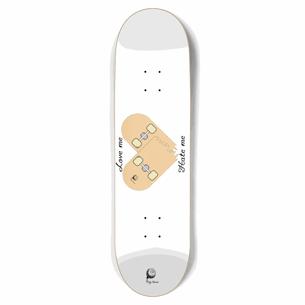 Love Hate White 8.75 City Vision Skateboards  City Vision Skateboards 8.75