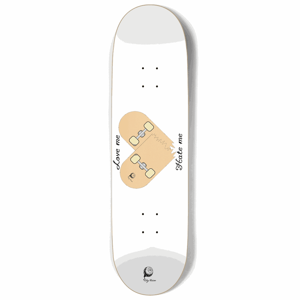 Love Hate White 9.00 City Vision Skateboards  City Vision Skateboards 9.00
