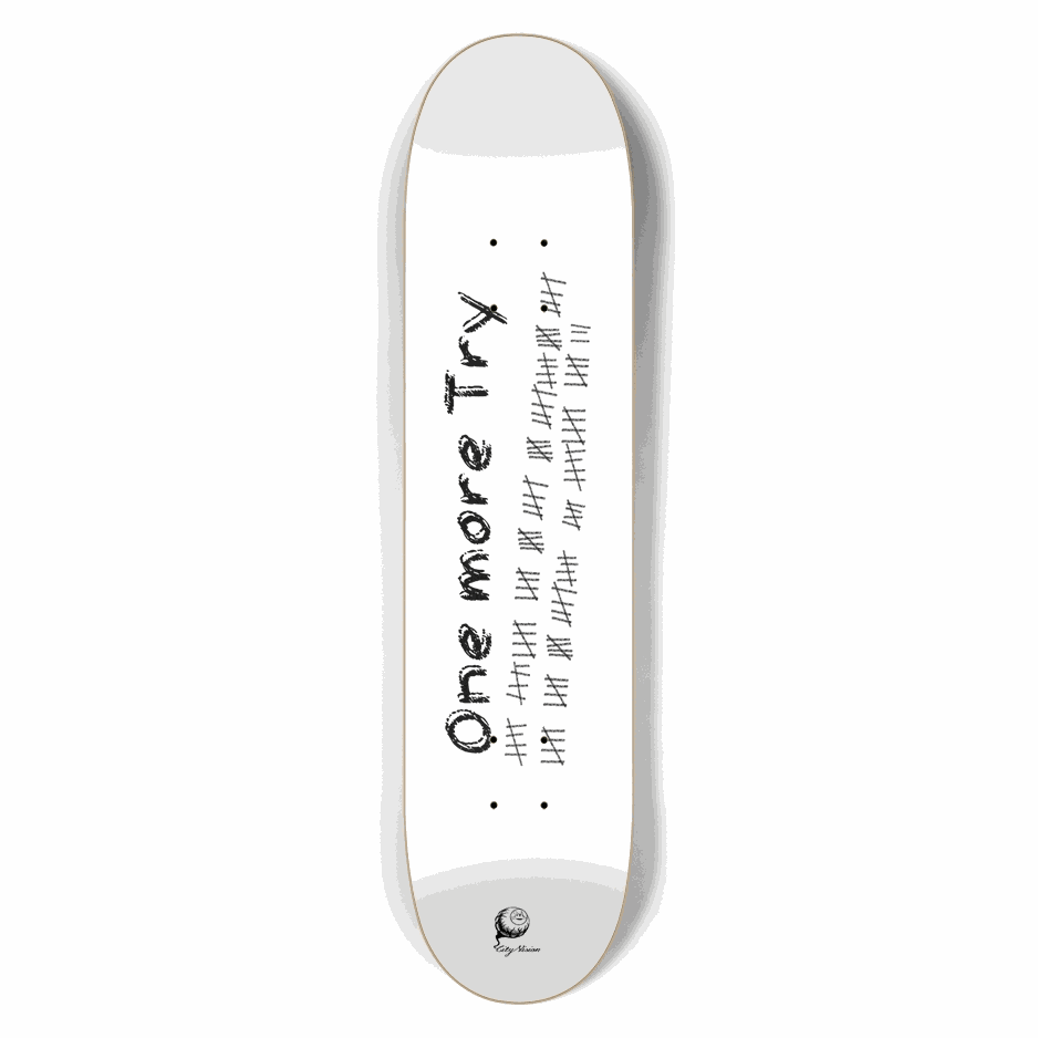 One More Try White 7.50 City Vision Skateboards  City Vision Skateboards 7.50