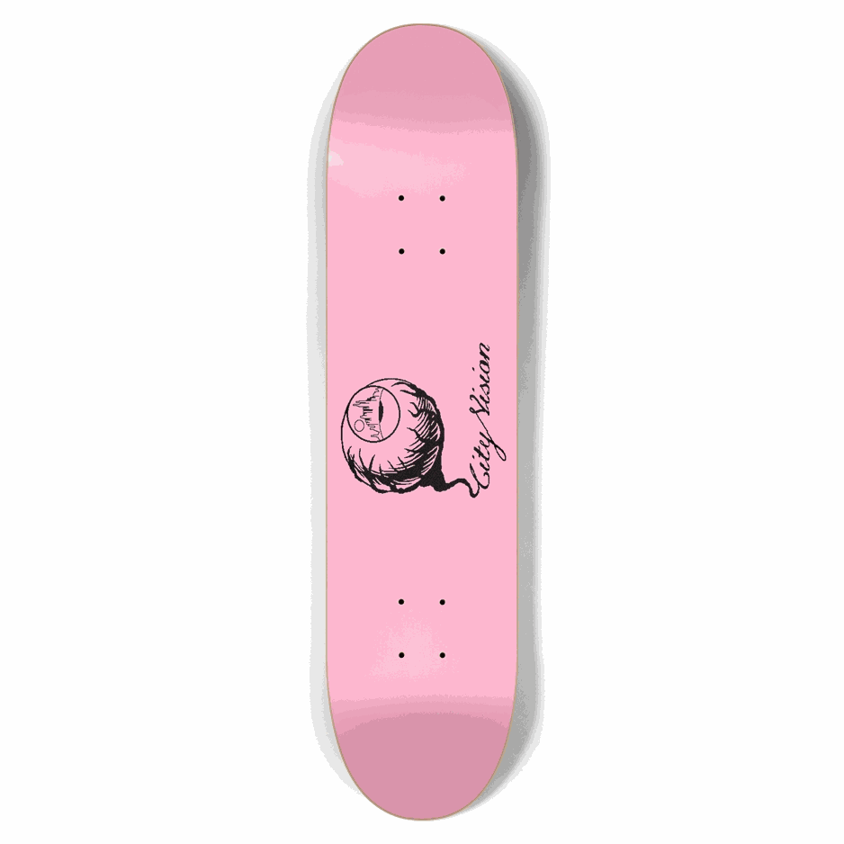 Pink and Black Logo 7.62 City Vision Skateboards  City Vision Skateboards 7.62