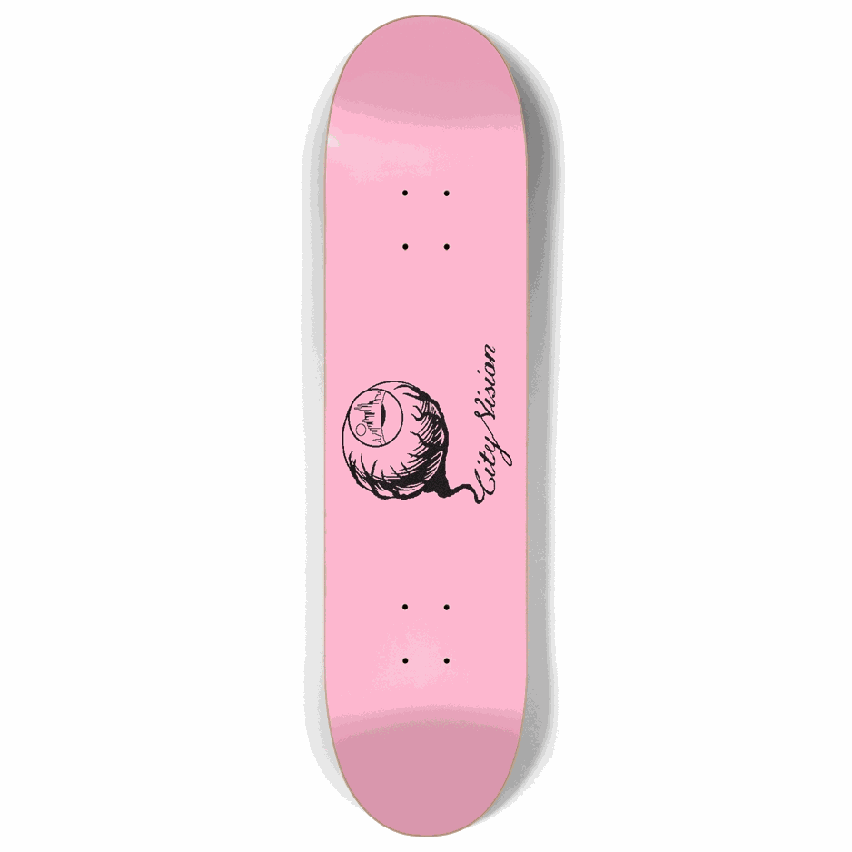 Pink and Black Logo 8.00 City Vision Skateboards  City Vision Skateboards 8.00
