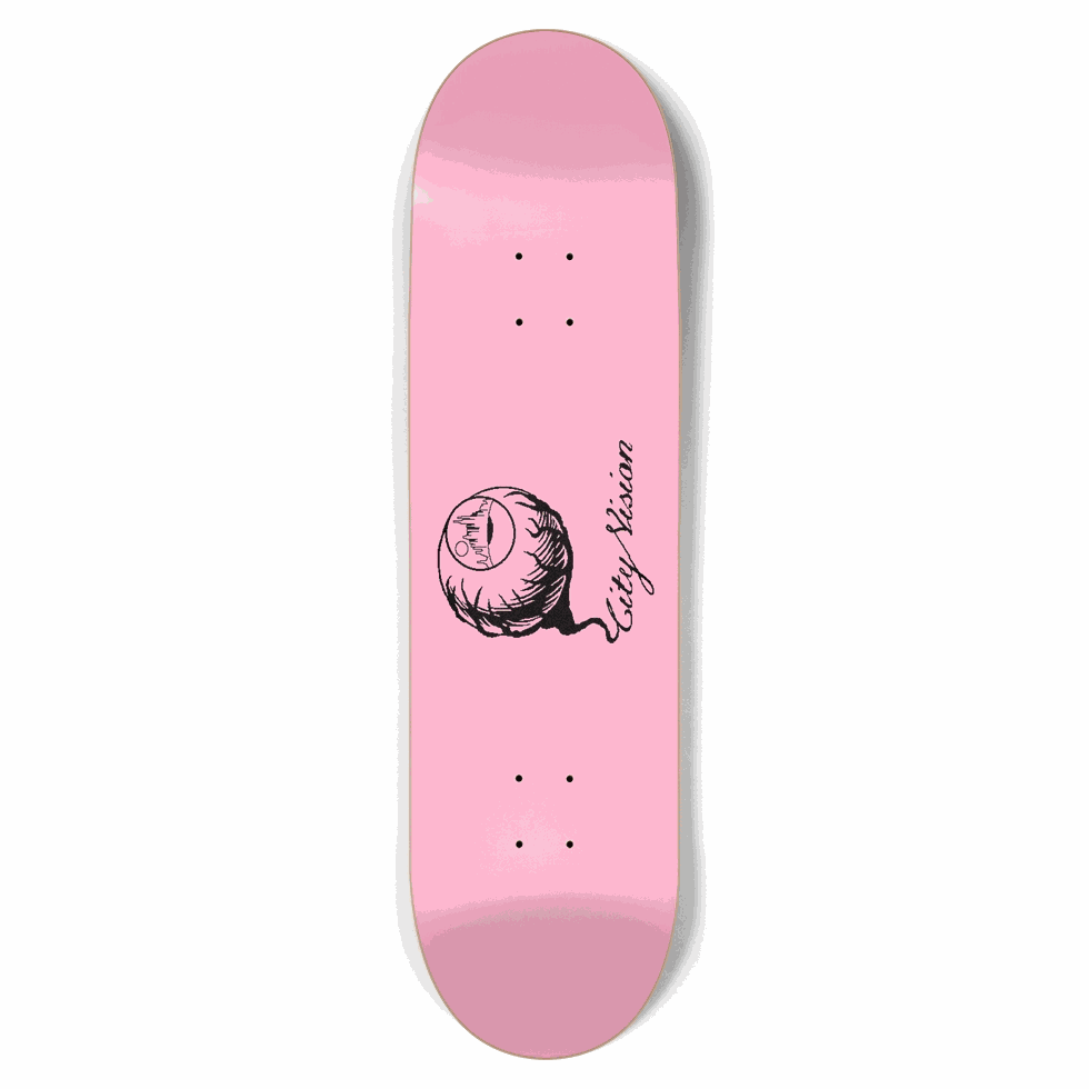 Pink and Black Logo 8.75 City Vision Skateboards  City Vision Skateboards 8.75