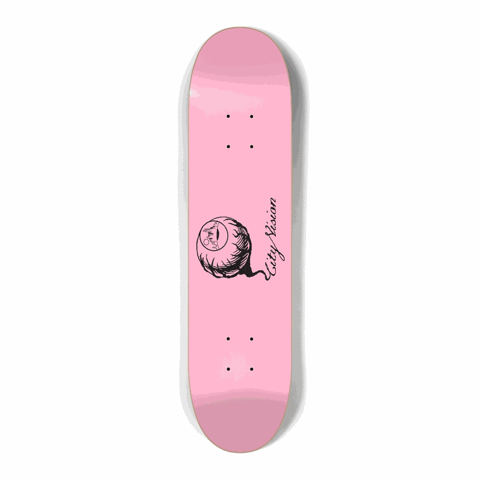 Pink and Black Logo Mini 7.25 City Vision Skateboards  City Vision Skateboards 7.25