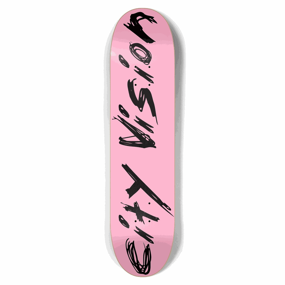 Pink and Black Name 7.62 City Vision Skateboards  City Vision Skateboards 7.62