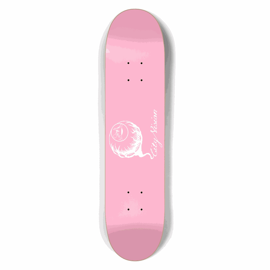 Pink and White Logo 7.50 City Vision Skateboards  City Vision Skateboards 7.50