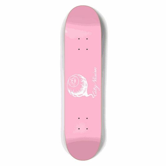 Pink and White Logo 7.50 City Vision Skateboards  City Vision Skateboards 7.50