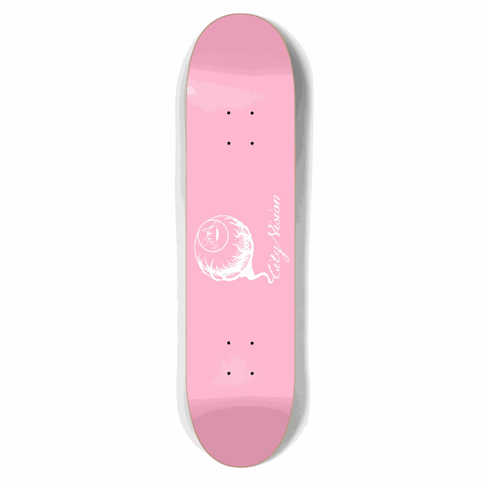 Pink and White Logo 7.62 City Vision Skateboards  City Vision Skateboards 7.62