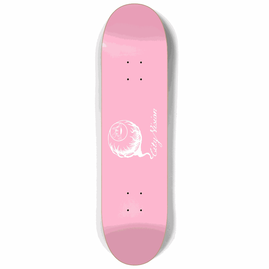Pink and White Logo 8.25 City Vision Skateboards  City Vision Skateboards 8.25