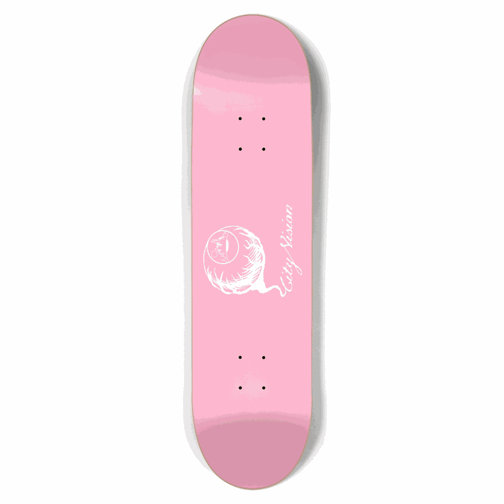 Pink and White Logo 8.50 City Vision Skateboards  City Vision Skateboards 8.50