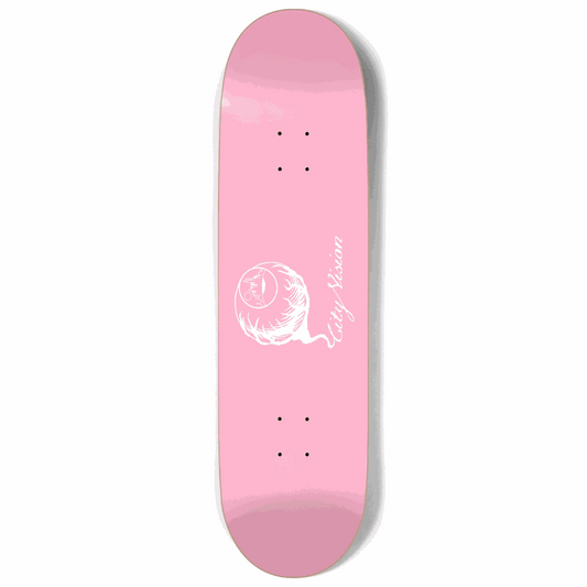 Pink and White Logo 9.00 City Vision Skateboards  City Vision Skateboards 9.00