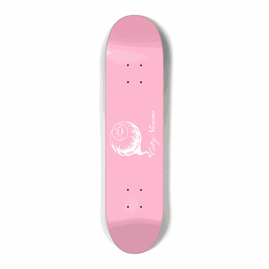 Pink and White Logo Mini 7.25 City Vision Skateboards  City Vision Skateboards 7.25