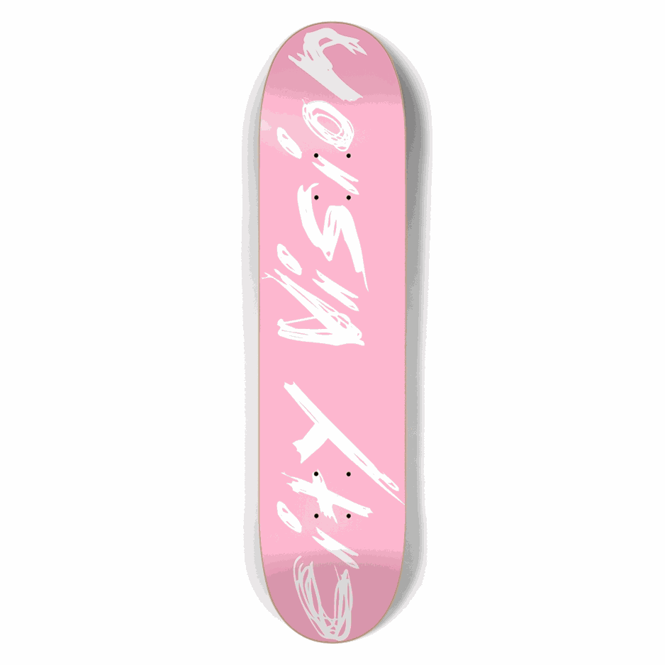 Pink  and White Name 7.50 City Vision Skateboards  City Vision Skateboards 7.50