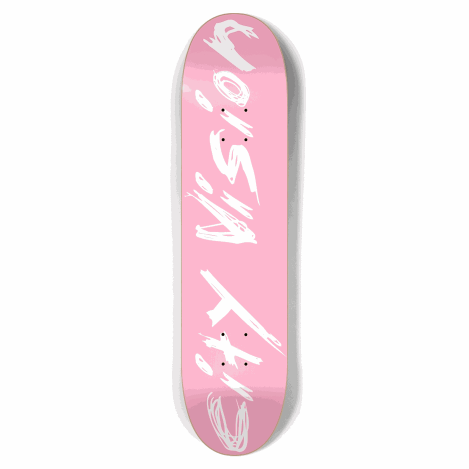 Pink  and White Name 7.62 City Vision Skateboards  City Vision Skateboards 7.62