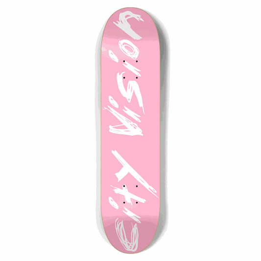 Pink  and White Name 7.62 City Vision Skateboards  City Vision Skateboards 7.62