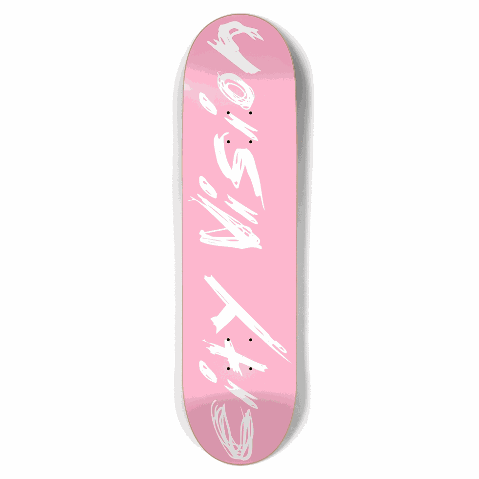 Pink  and White Name 8.50 City Vision Skateboards  City Vision Skateboards 8.50