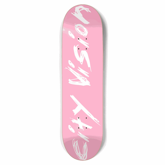 Pink  and White Name 8.75 City Vision Skateboards  City Vision Skateboards 8.75