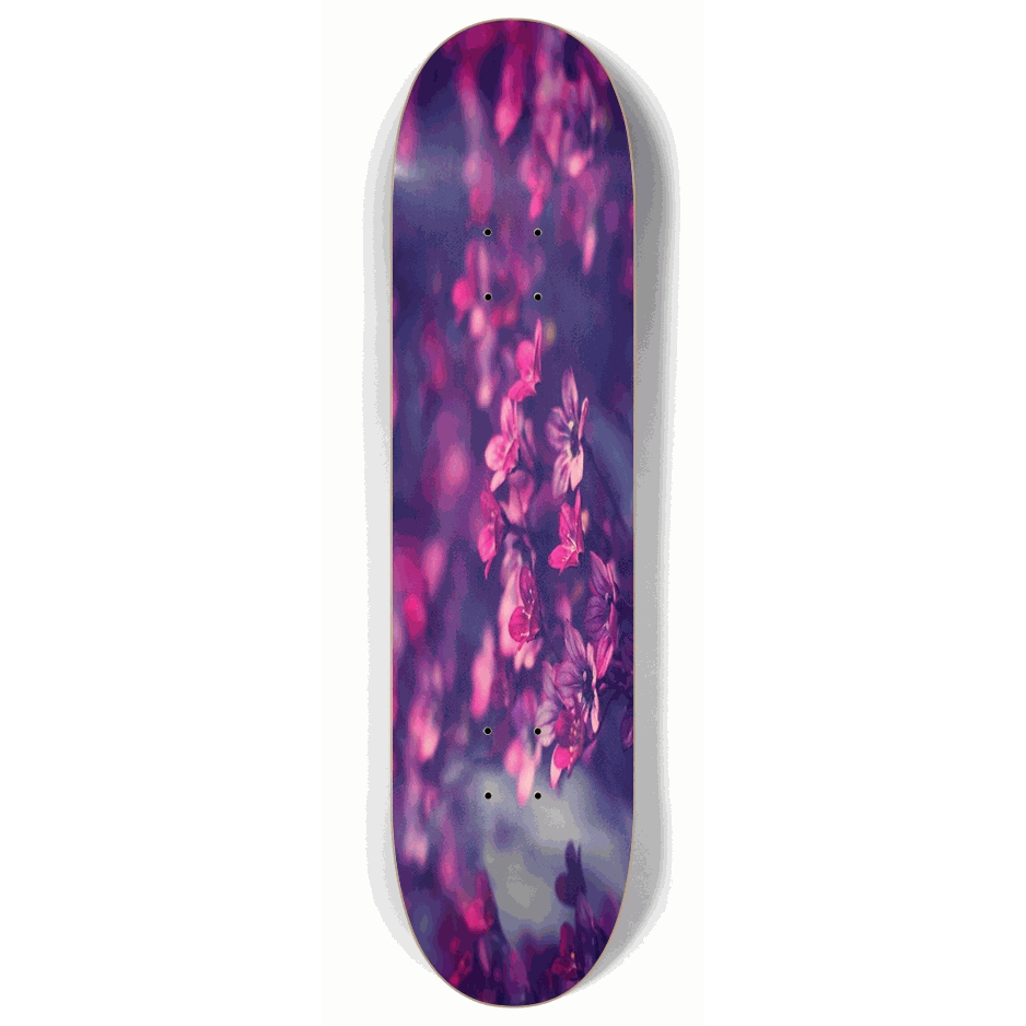 Skateboard - Purple Flowers 8.00 by City Vision Skateboards (8.00)