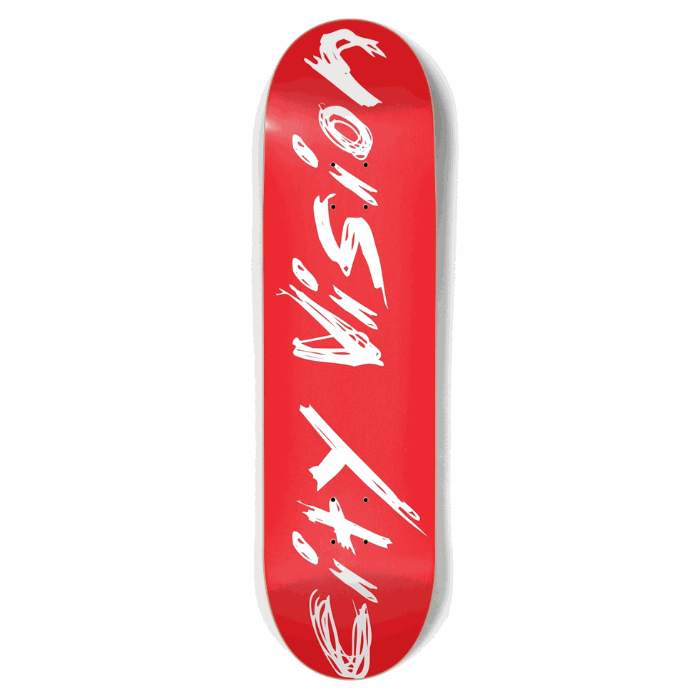 Red And White Name 8.75 City Vision Skateboards  City Vision Skateboards 8.75