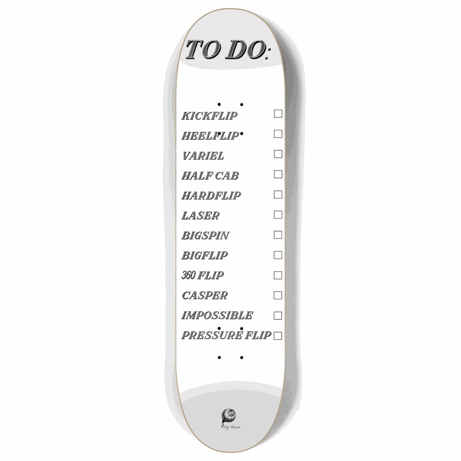 To Do List White 8.00 City Vision Skateboards  City Vision Skateboards 8.00