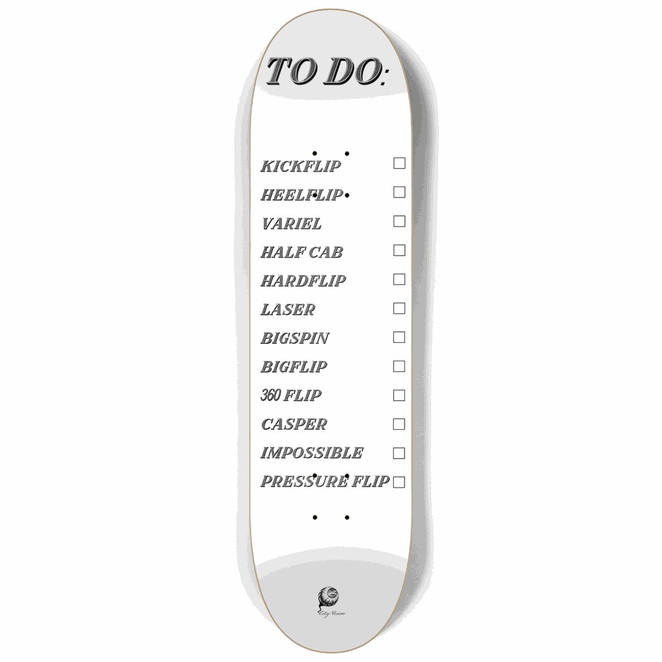 To Do List White 8.25 City Vision Skateboards  City Vision Skateboards 8.25