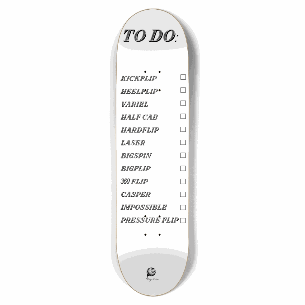 To Do List White 8.50 City Vision Skateboards  City Vision Skateboards 8.50
