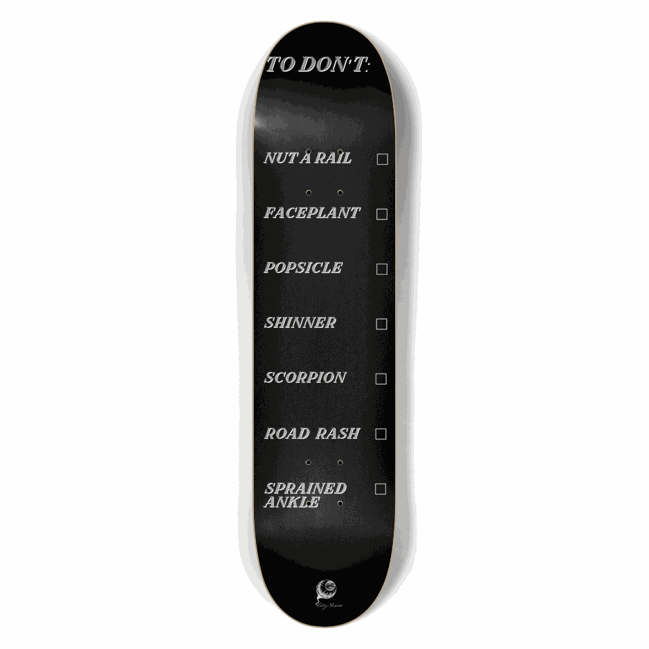 To Don't List Black 7.50 City Vision Skateboards  City Vision Skateboards 7.50