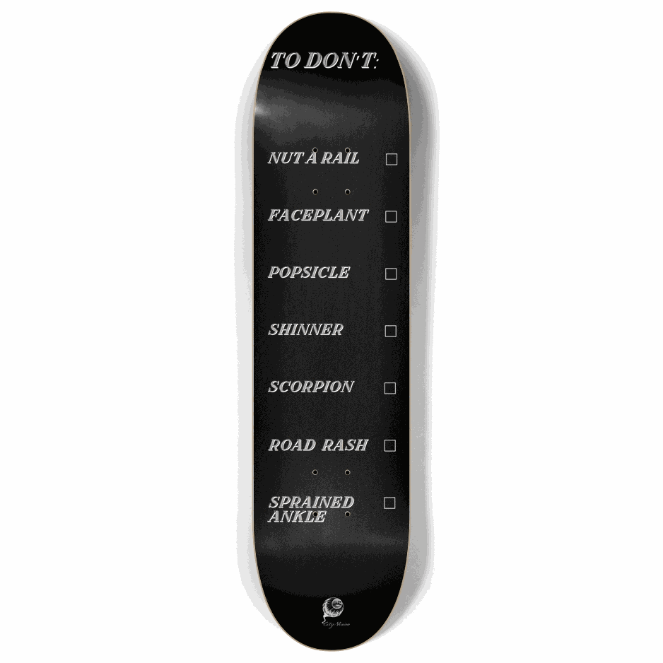 To Don't List Black 8.00 City Vision Skateboards  City Vision Skateboards 8.00