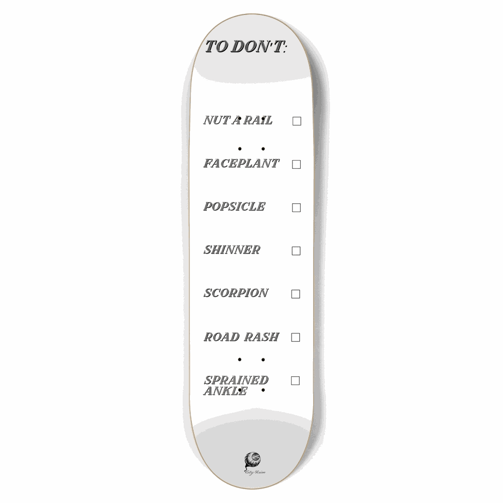 To Don't List White 8.75 City Vision Skateboards  City Vision Skateboards 8.75