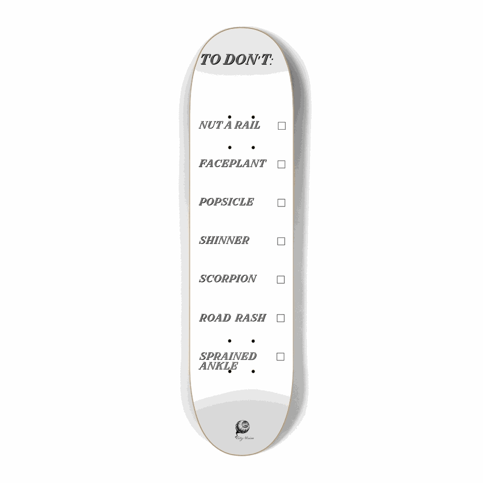 To Don't List White Mini 7.25 City Vision Skateboards  City Vision Skateboards 7.25