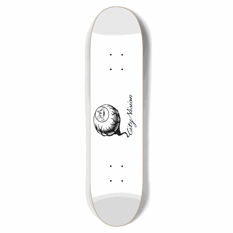 White and Black Logo 7.62 City Vision Skateboards  City Vision Skateboards 7.62