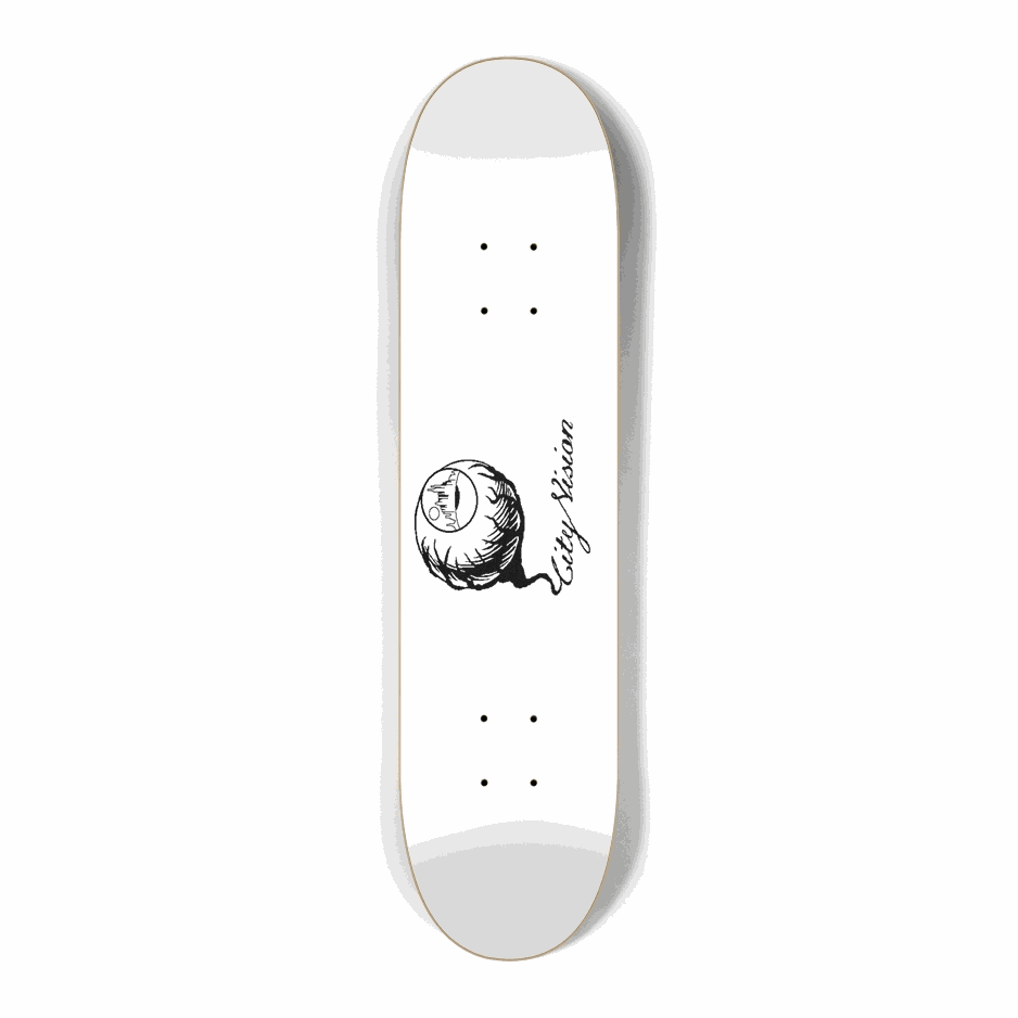 White and Black Logo Mini 7.25 City Vision Skateboards  City Vision Skateboards 7.25