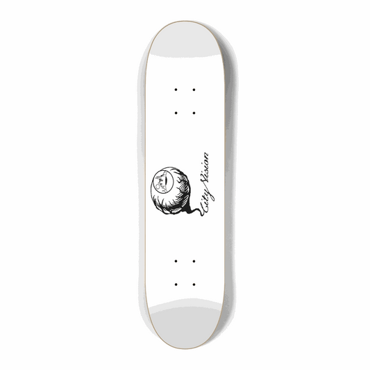 White and Black Logo Mini 7.25 City Vision Skateboards  City Vision Skateboards 7.25