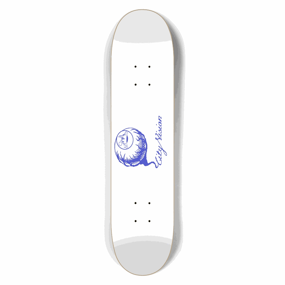 White and Blue Gliter Logo 7.50 City Vision Skateboards  City Vision Skateboards 7.50