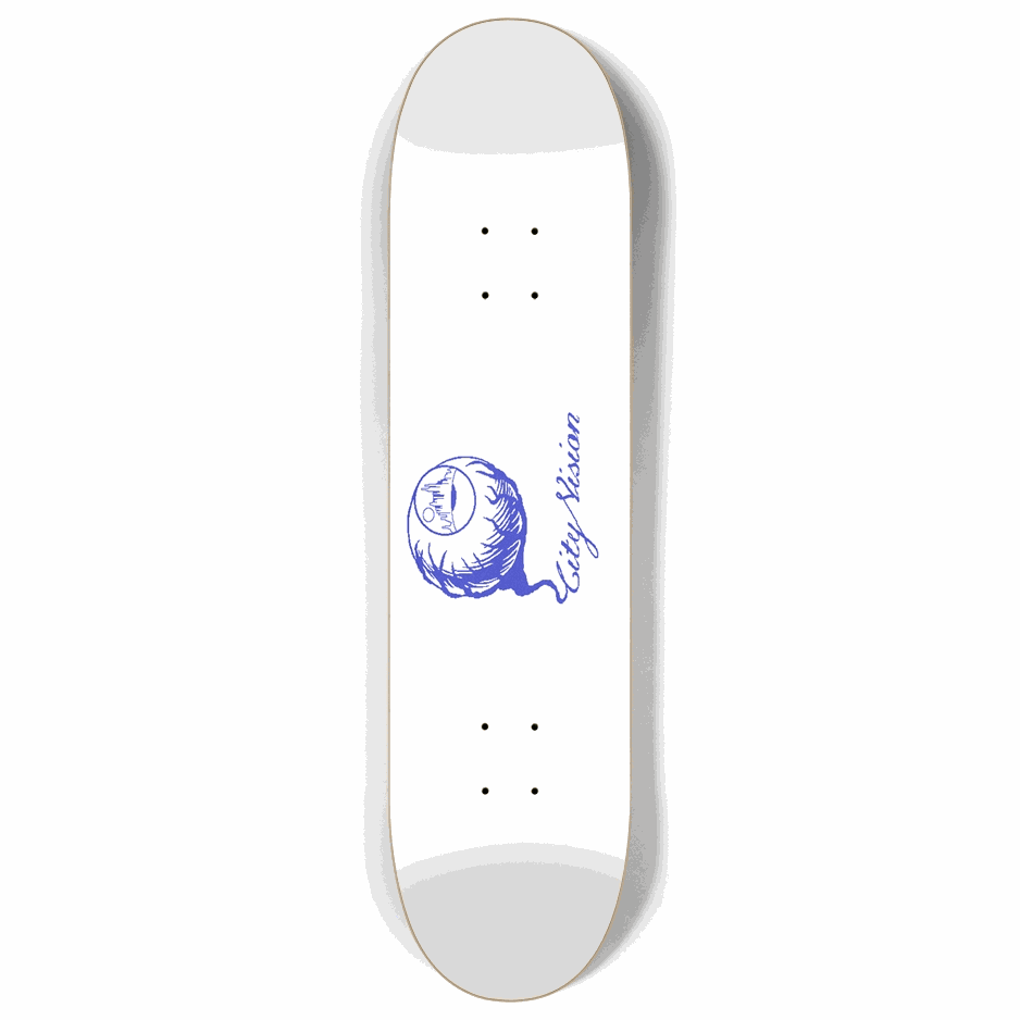White and Blue Gliter Logo 8.00 City Vision Skateboards  City Vision Skateboards 8.00