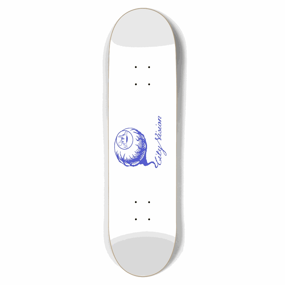 White and Blue Gliter Logo 8.50 City Vision Skateboards  City Vision Skateboards 8.50