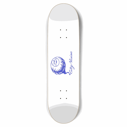 White and Blue Gliter Logo 8.75 City Vision Skateboards  City Vision Skateboards 8.75