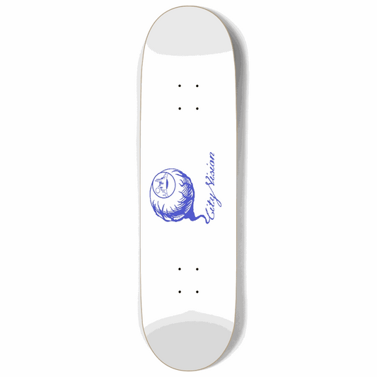 White and Blue Gliter Logo 9.00 City Vision Skateboards  City Vision Skateboards 9.00