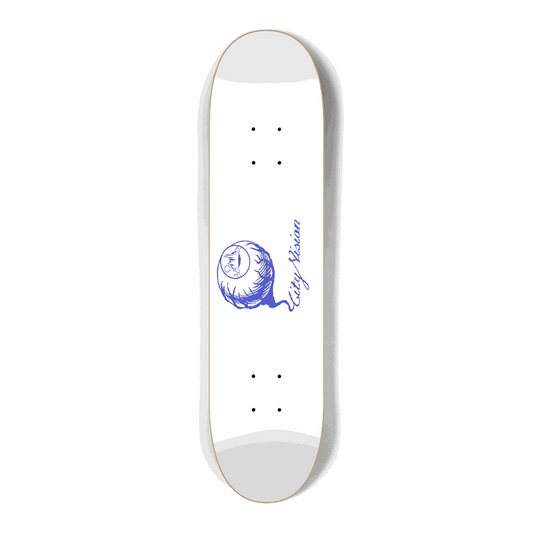 White and Blue Gliter Logo Mini 7.25 City Vision Skateboards  City Vision Skateboards 7.25