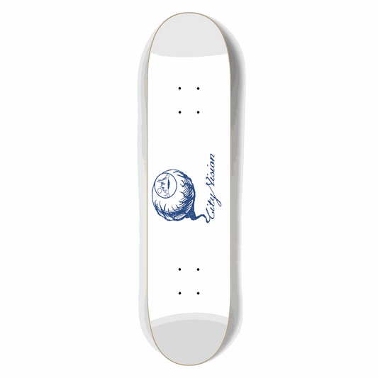 White and Blue Glitter Logo 7.50 City Vision Skateboards  City Vision Skateboards 7.50