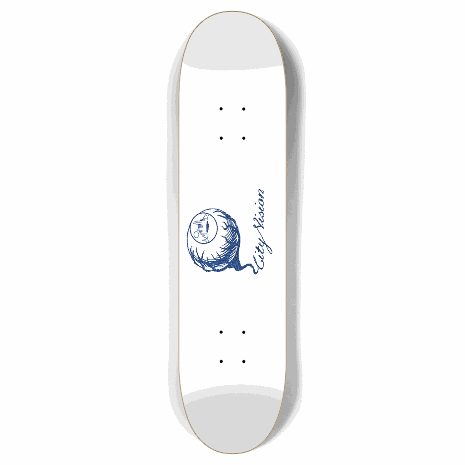 White and Blue Glitter Logo 7.87 City Vision Skateboards  City Vision Skateboards 7.87