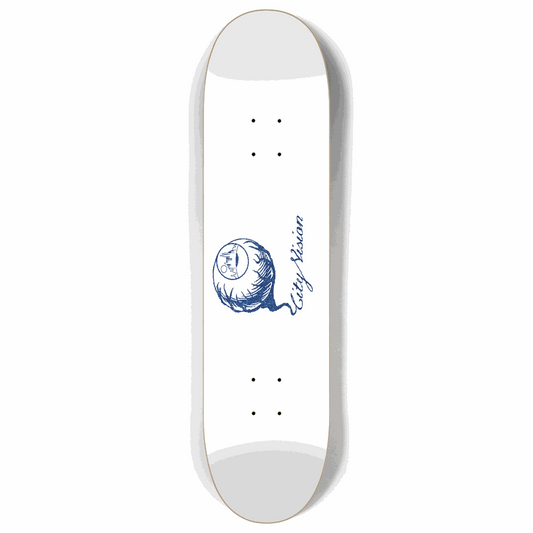 White and Blue Glitter Logo 8.00 City Vision Skateboards  City Vision Skateboards 8.00