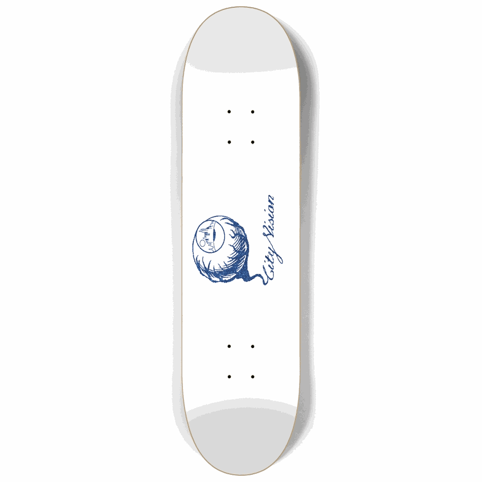 White and Blue Glitter Logo 8.25 City Vision Skateboards  City Vision Skateboards 8.25