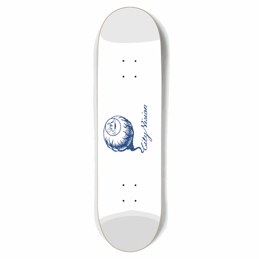 White and Blue Glitter Logo 8.75 City Vision Skateboards  City Vision Skateboards 8.75