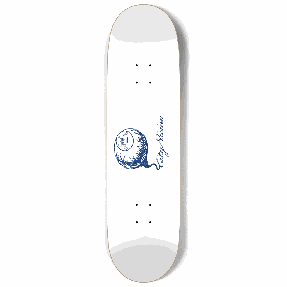 White and Blue Glitter Logo 9.00 City Vision Skateboards  City Vision Skateboards 9.00