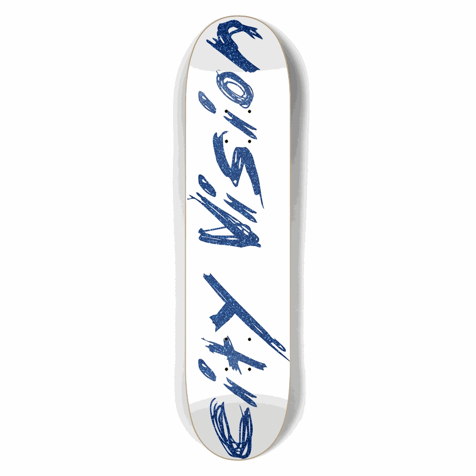 White and Blue Glitter Name 7.50 City Vision Skateboards  City Vision Skateboards 7.50