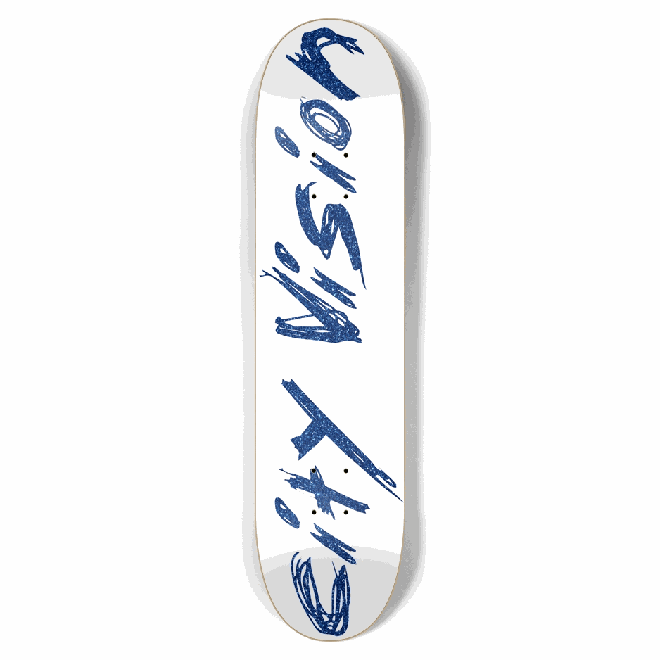 White and Blue Glitter Name 7.62 City Vision Skateboards  City Vision Skateboards 7.62