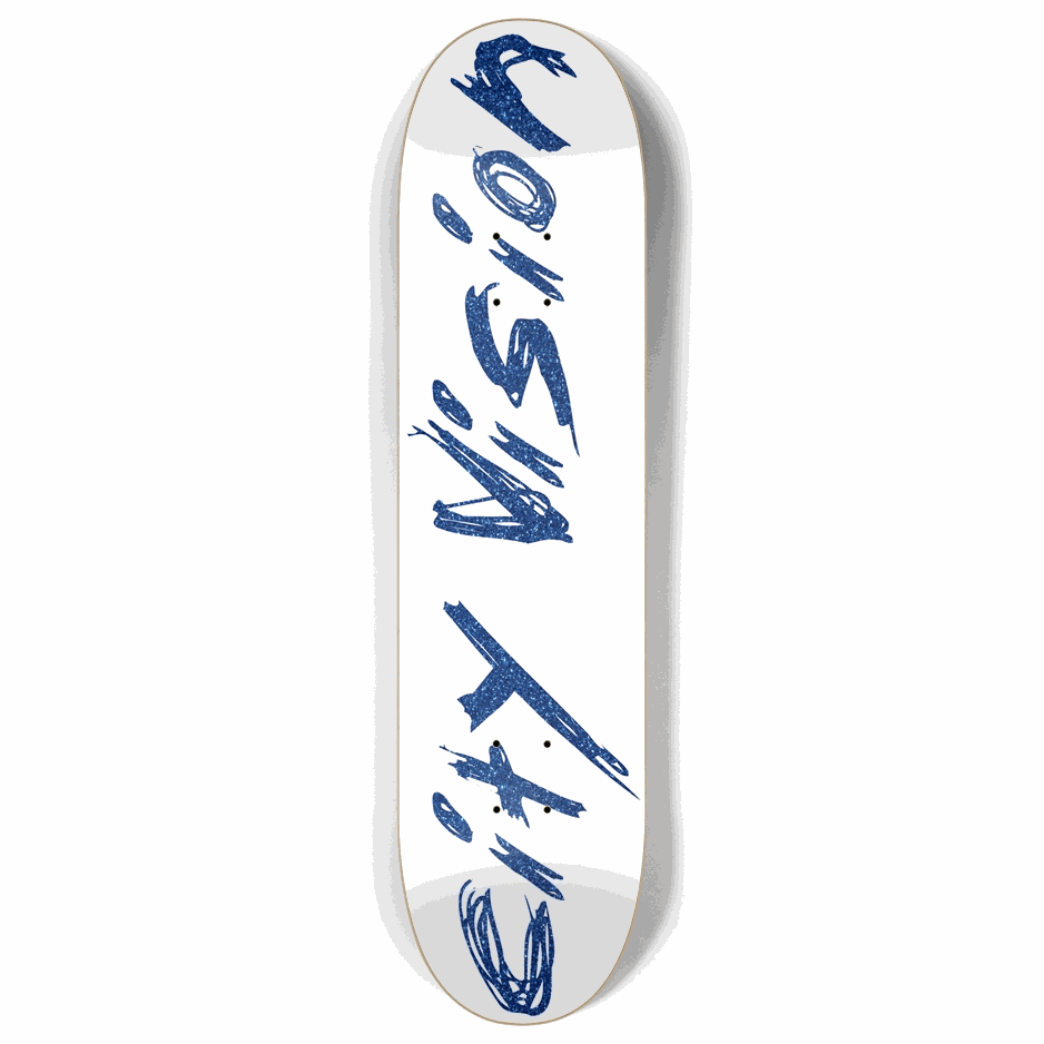 White and Blue Glitter Name 8.00 City Vision Skateboards  City Vision Skateboards 8.00