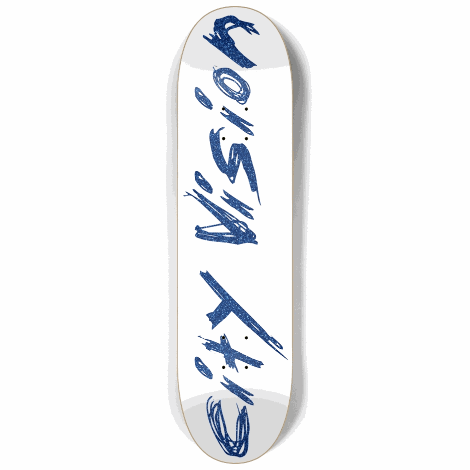 White and Blue Glitter Name 8.25 City Vision Skateboards  City Vision Skateboards 8.25